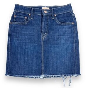 MOTHER Denim Skirt Womens Size 23 Blue The Angel Peg Mini‎ Fray Clean Sweep